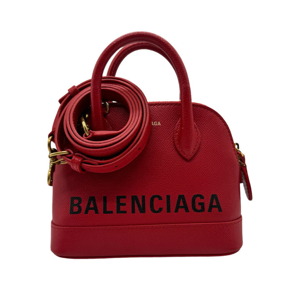 Balenciaga Ville crossbody shoulder bag top handles XXS leather red